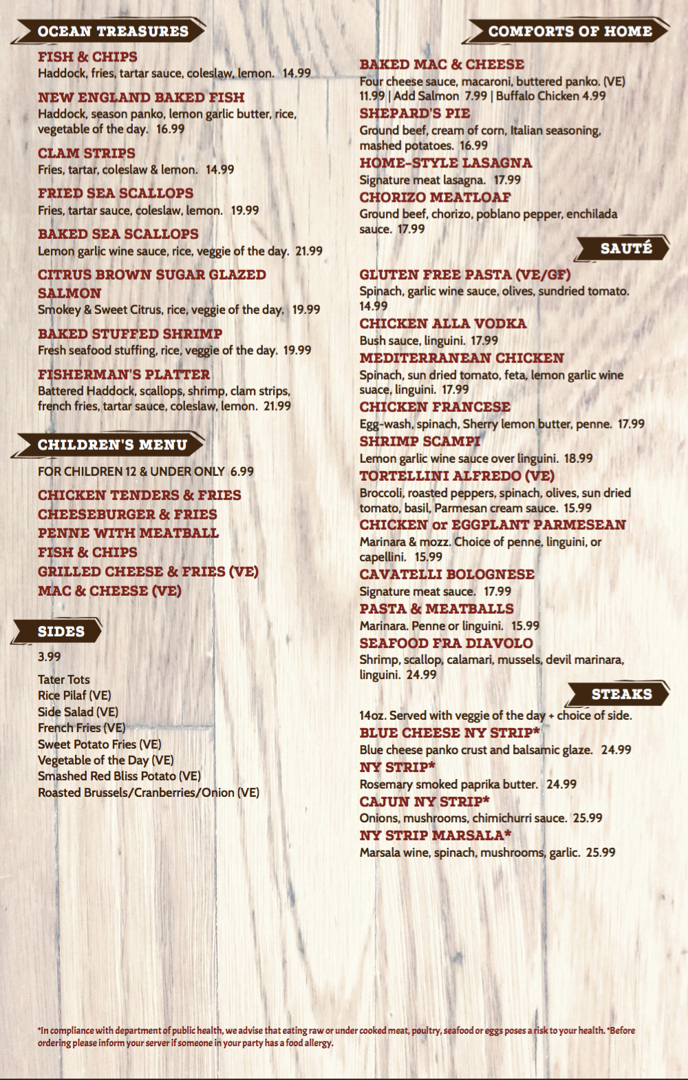 Menu. 122 OUR MENU - Grille 122